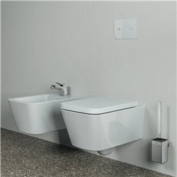 Porte-brosse et brosse WC Chromé Design Carré