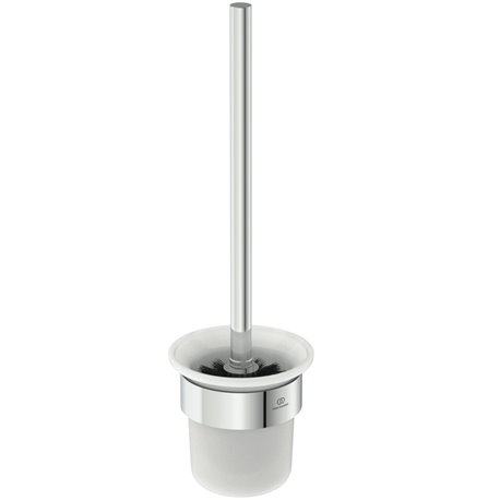 Porte-brosse et brosse WC Chromé Design Rond
