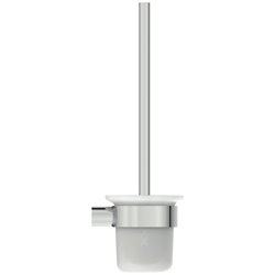 Porte-brosse et brosse WC Chromé Design Rond