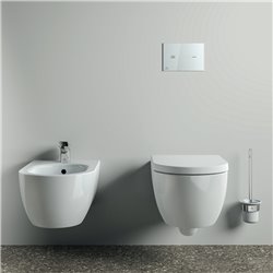 Porte-brosse et brosse WC Chromé Design Rond