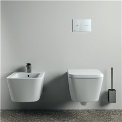 Porte-brosse et brosse WC Gris Magnétique Design Carré