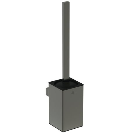Porte-brosse et brosse WC Gris Magnétique Design Carré