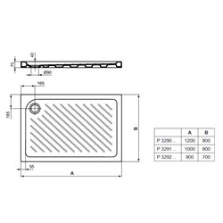 Receveur de douche Ulysse + rectangulaire 120x80 cm à poser