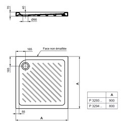 Receveur de douche Ulysse + carré 80x80 cm à poser