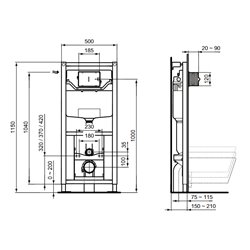 Bâti-support Prosys mural et pneumatique, réservoir 120 mm
