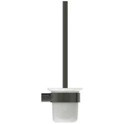 Porte-brosse et brosse WC Gris Magnétique Design Rond
