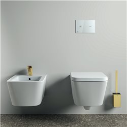 Porte-brosse et brosse WC Or Brossé Design Carré