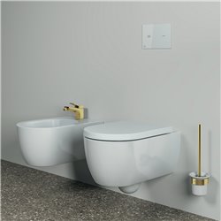 Porte-brosse et brosse WC Or Brossé Design Rond