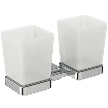 Porte brosse à dents Double verres Chromé