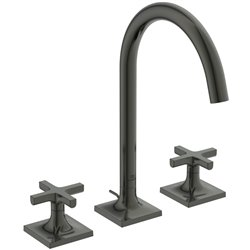 Mélangeur lavabo 3 trous Joy Neo Poignées Croix avec tirette et vidage Gris magnétique