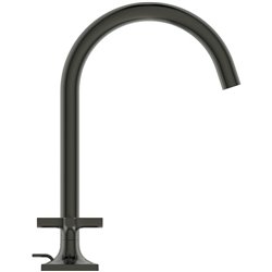 Mélangeur lavabo 3 trous Joy Neo Poignées Croix avec tirette et vidage Gris magnétique