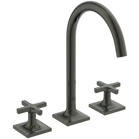 Mélangeur lavabo 3 trous Joy Neo Poignées Croix Gris magnétique
