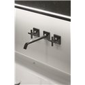 Mélangeur lavabo mural 3 trous Joy Neo Poignées Croix Gris magnétique