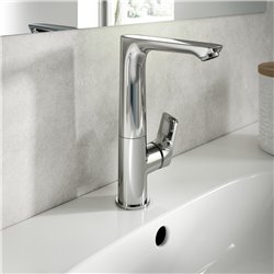 Mitigeur lavabo Connect Air bec haut, chrome, tirette et vidage bonde métal