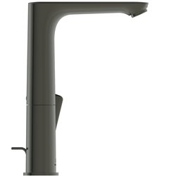 Mitigeur lavabo Connect Air bec haut, gris magnétique, tirette et vidage bonde métal