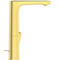 Mitigeur lavabo Connect Air bec haut, or brossé, tirette et vidage bonde métal