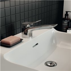 Mitigeur lavabo monotrou Check chrome, tirette et vidage bonde métal