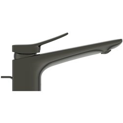 Mitigeur lavabo monotrou Check gris magnétique, tirette et vidage bonde métal