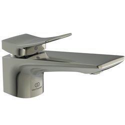 Mitigeur lavabo monotrou Check gris orage, tirette et vidage bonde métal