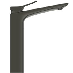 Mitigeur lavabo monotrou Check réhaussé, gris magnétique, sans tirette ni vidage