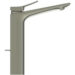 Mitigeur lavabo monotrou Check réhaussé, gris orage, tirette et vidage bonde métal