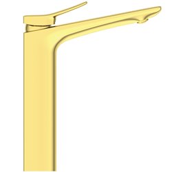 Mitigeur lavabo monotrou Check réhaussé, or brossé, sans tirette ni vidage
