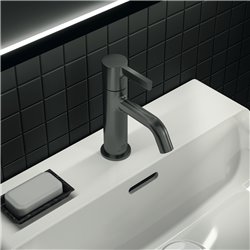 Mitigeur lavabo monotrou Joy gris magnétique, sans tirette ni vidage