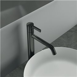 Mitigeur lavabo monotrou Joy réhaussé, gris magnétique, sans tirette ni vidage