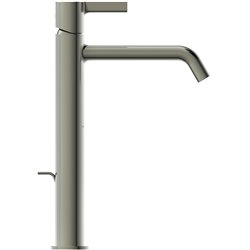 Mitigeur lavabo monotrou Joy réhaussé, gris orage, tirette et vidage bonde métal