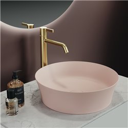 Mitigeur lavabo monotrou Joy réhaussé, or brossé, sans tirette ni vidage