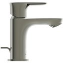 Mitigeur lavabo monotrou Piccolo Connect Air gris orage, tirette et vidage bonde métal