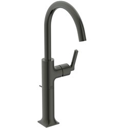 Mitigeur réhaussé lavabo monotrou Joy Neo Avec tirette et vidage Gris magnétique