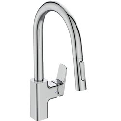 Mitigeur cuisine monotrou Ceraplan Bec tube haut Douchette Extractible 2 jets Blue Start