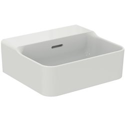 Lave-mains Conca 40x35 cm avec trop-plein et sans trou de robinetterie Blanc Brillant
