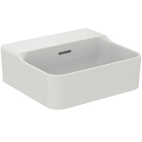 Lave-mains Conca 40x35 cm avec trop-plein et sans trou de robinetterie Blanc Brillant