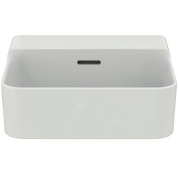 Lave-mains Conca 40x35 cm avec trop-plein et sans trou de robinetterie Blanc Brillant