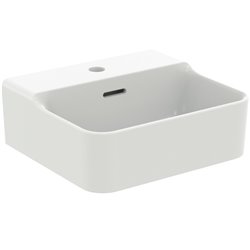Lave-mains Conca 40x30 cm avec trop-plein et trou de robinetterie Soie Blanche