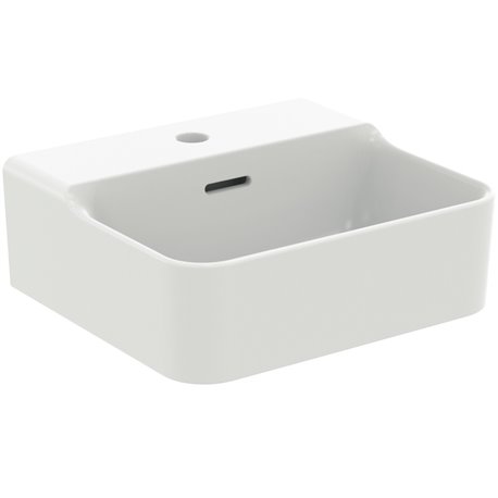 Lave-mains Conca 40x30 cm avec trop-plein et trou de robinetterie Soie Blanche