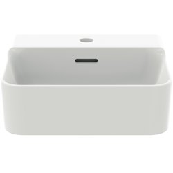 Lave-mains Conca 40x30 cm avec trop-plein et trou de robinetterie Soie Blanche