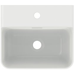 Lave-mains Conca 40x30 cm avec trop-plein et trou de robinetterie Soie Blanche