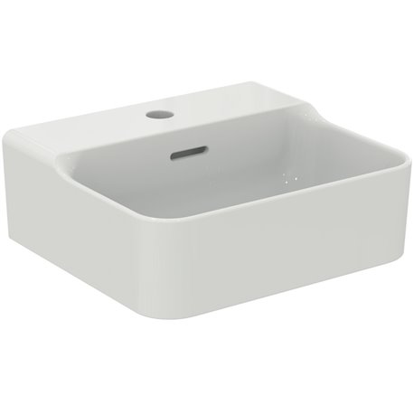 Lave-mains Conca 40x30 cm avec trop-plein et trou de robinetterie Blanc Brillant