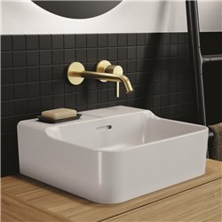Lave-mains Conca 40x30 cm avec trop-plein et trou de robinetterie Blanc Brillant