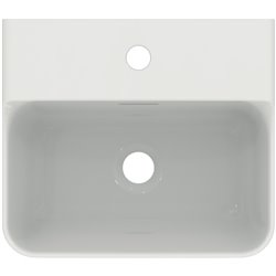 Lave-mains Conca 40x30 cm avec trop-plein et trou de robinetterie Blanc Brillant
