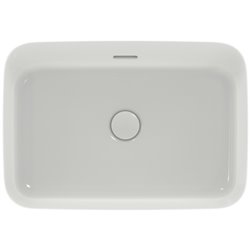Vasque Ipalyss Soie Blanche 55x38 cm avec trop plein et sans plage de robinetterie
