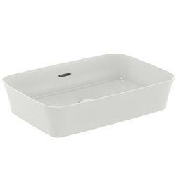 Vasque Ipalyss Soie Blanche 55x38 cm avec trop plein et sans plage de robinetterie