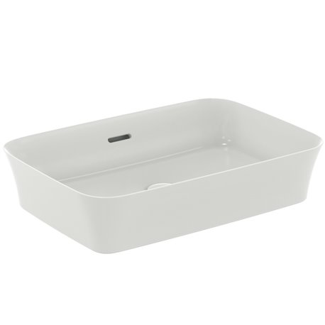 Vasque Ipalyss Soie Blanche 55x38 cm avec trop plein et sans plage de robinetterie