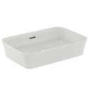 Vasque Ipalyss Soie Blanche 55x38 cm avec trop plein et sans plage de robinetterie