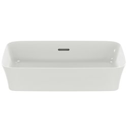 Vasque Ipalyss Soie Blanche 55x38 cm avec trop plein et sans plage de robinetterie