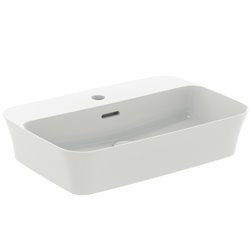 Vasque Ipalyss Soie Blanche 55x38 cm avec trop plein et avec plage de robinetterie