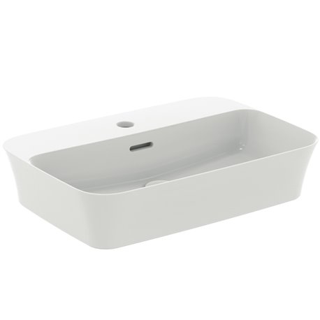 Vasque Ipalyss Soie Blanche 55x38 cm avec trop plein et avec plage de robinetterie